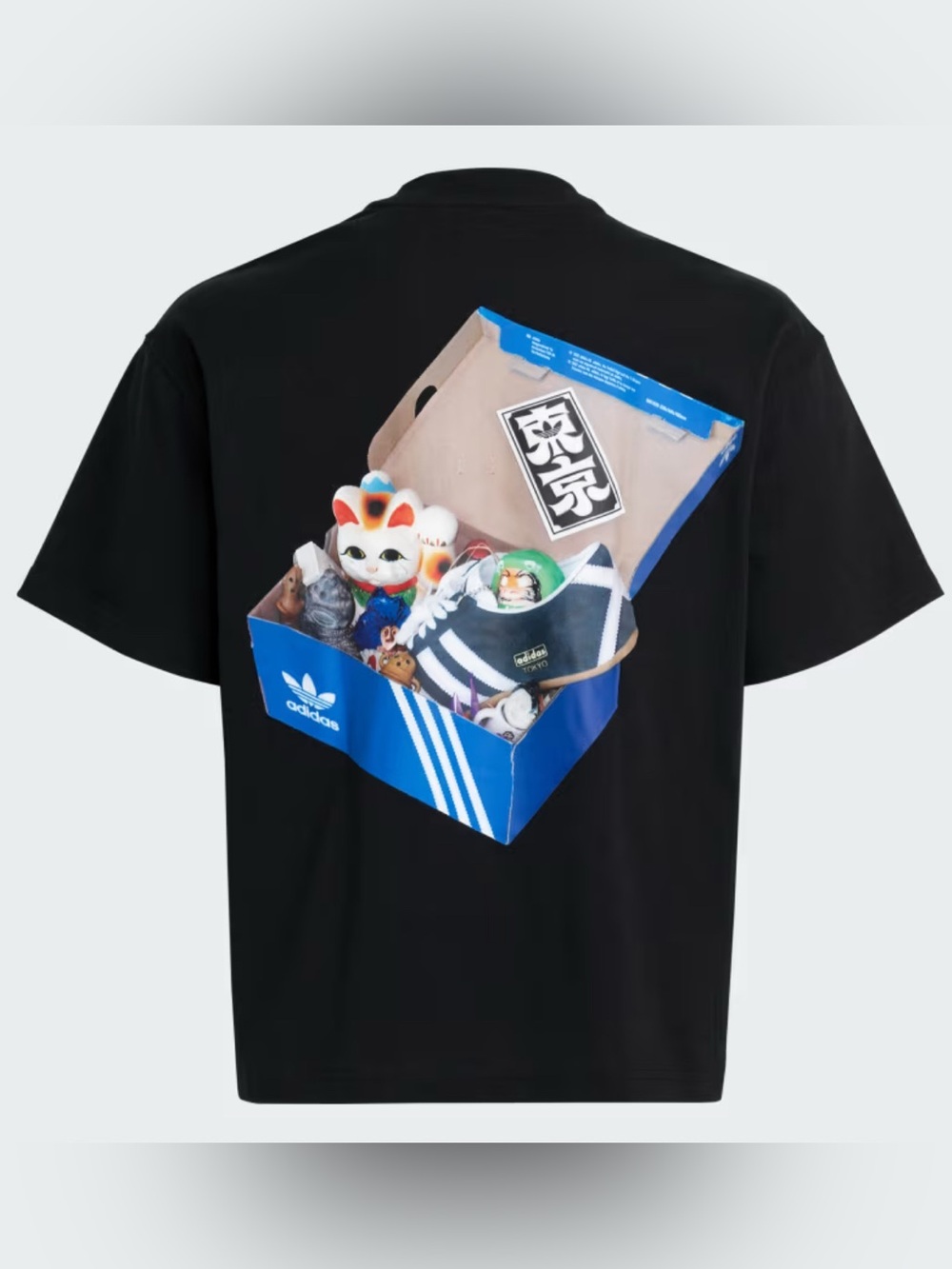 Adidas Japan Exclusive Black Tee with fun shoe box design